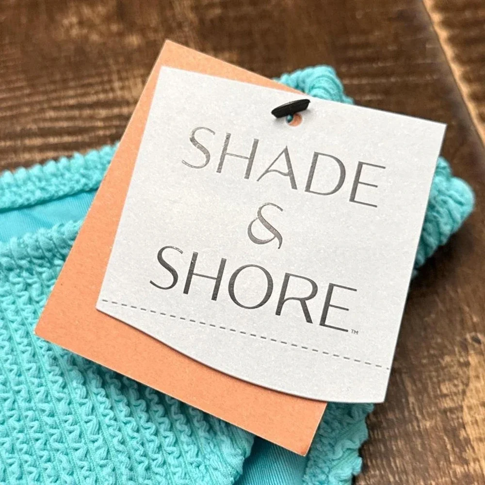 Shade and Shore Blue Bikini Bottoms Mid Rise High Leg Cheeky